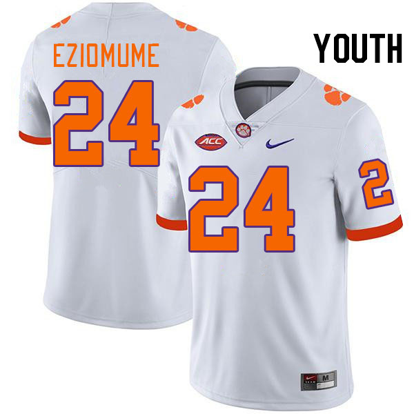 Youth #24 David Eziomume Clemson Tigers College Football Jerseys Stitched-White